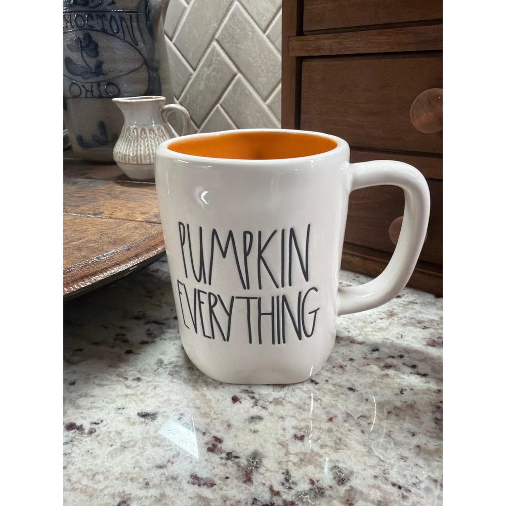 Rae Dunn PUMPKIN EVERYTHING Mug Orange Interior Fall Autumn Magenta